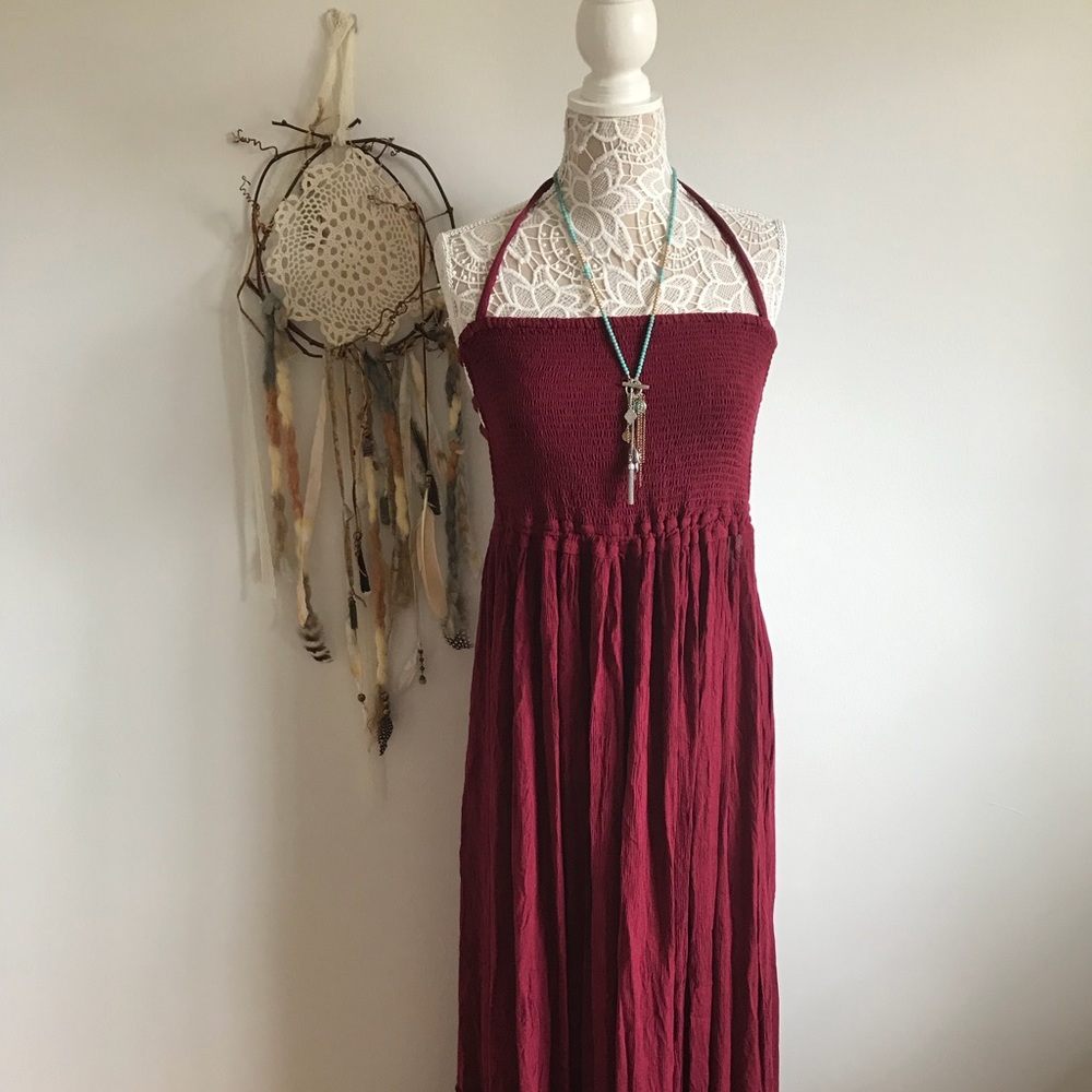 Free People Backless Gauze Maxi Long Dress Large